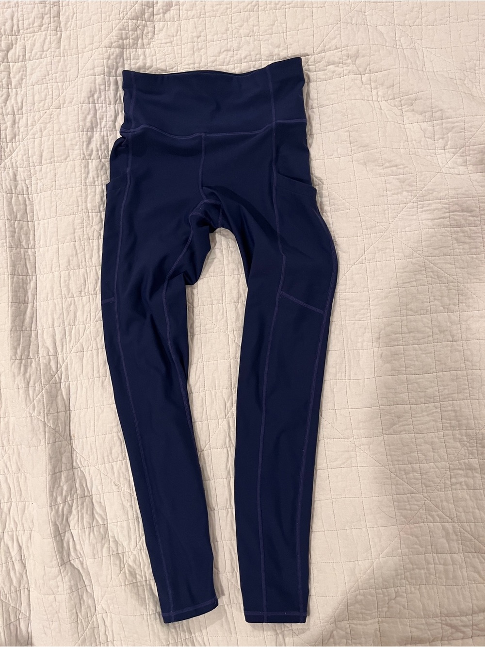 XS Fabletics Motion 365 High Rise Leggings Navy Blue Pocket Compression Active.